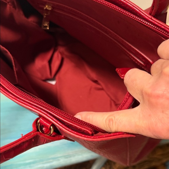 Badgley Mischka Crimson Croc-Embossed Satchel